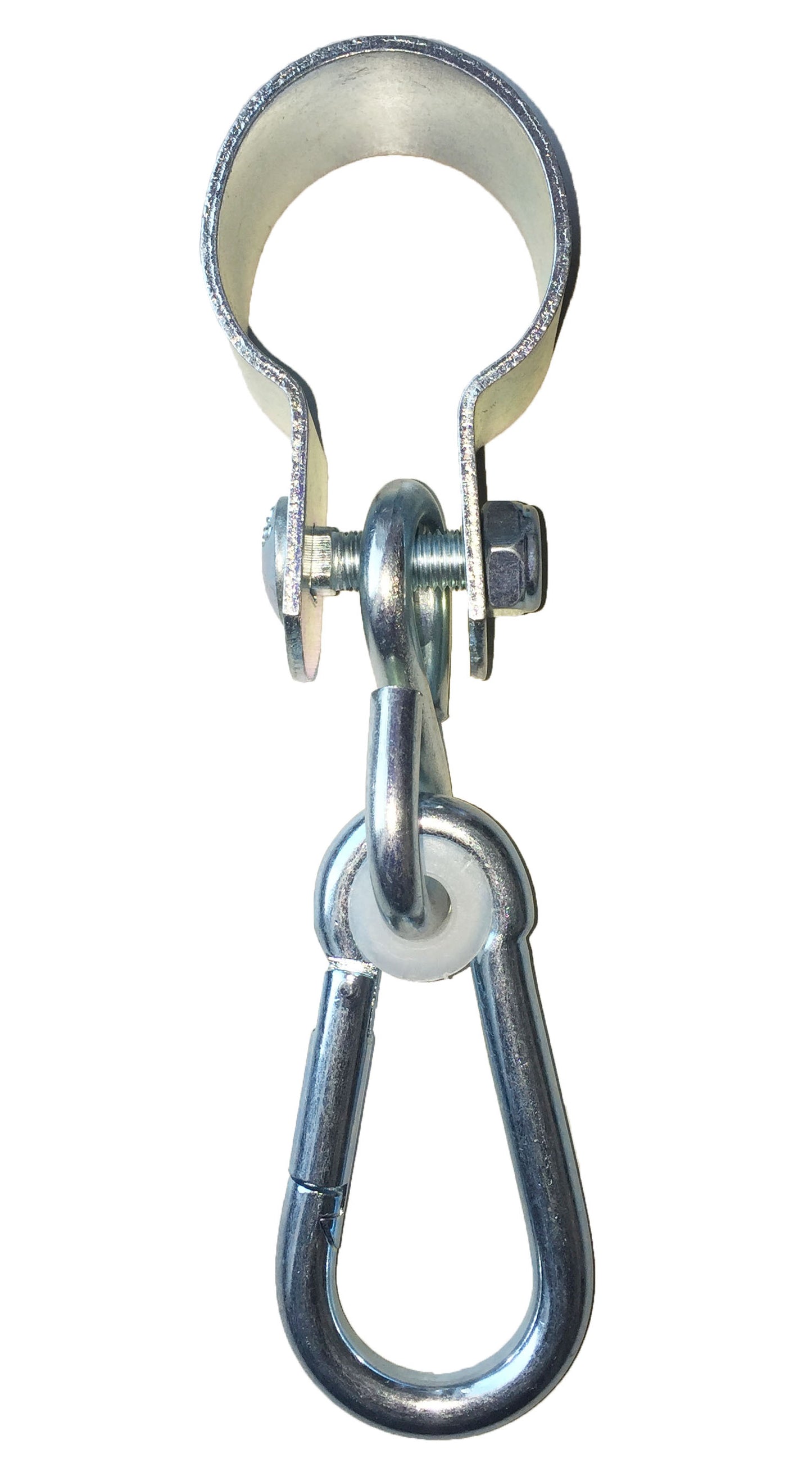 Manschettenhaken mit Karabiner verzinkt, Schaukelhaken für Rohre oder Rundhölzer, 2er Set (50 mm)