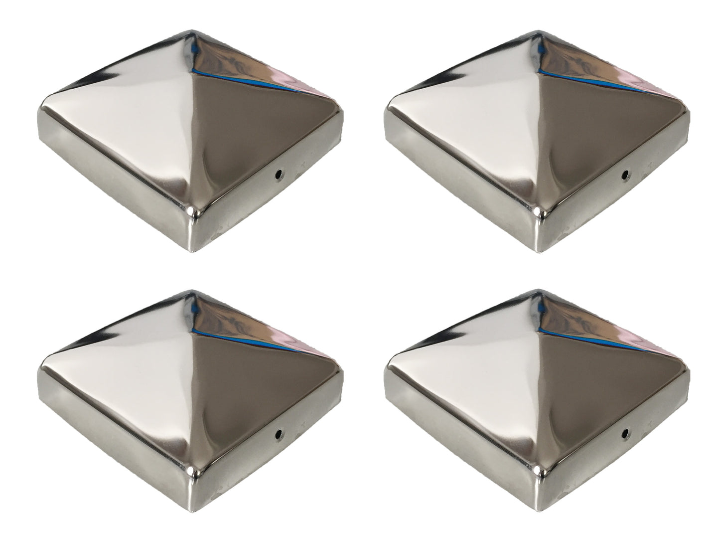 Pfostenkappe Edelstahl quadratisch - pyramidenförmig 4 Stück (71x71mm)