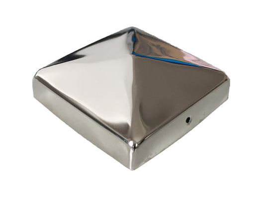 Pfostenkappe Edelstahl quadratisch - pyramidenförmig 4 Stück (91x91mm)