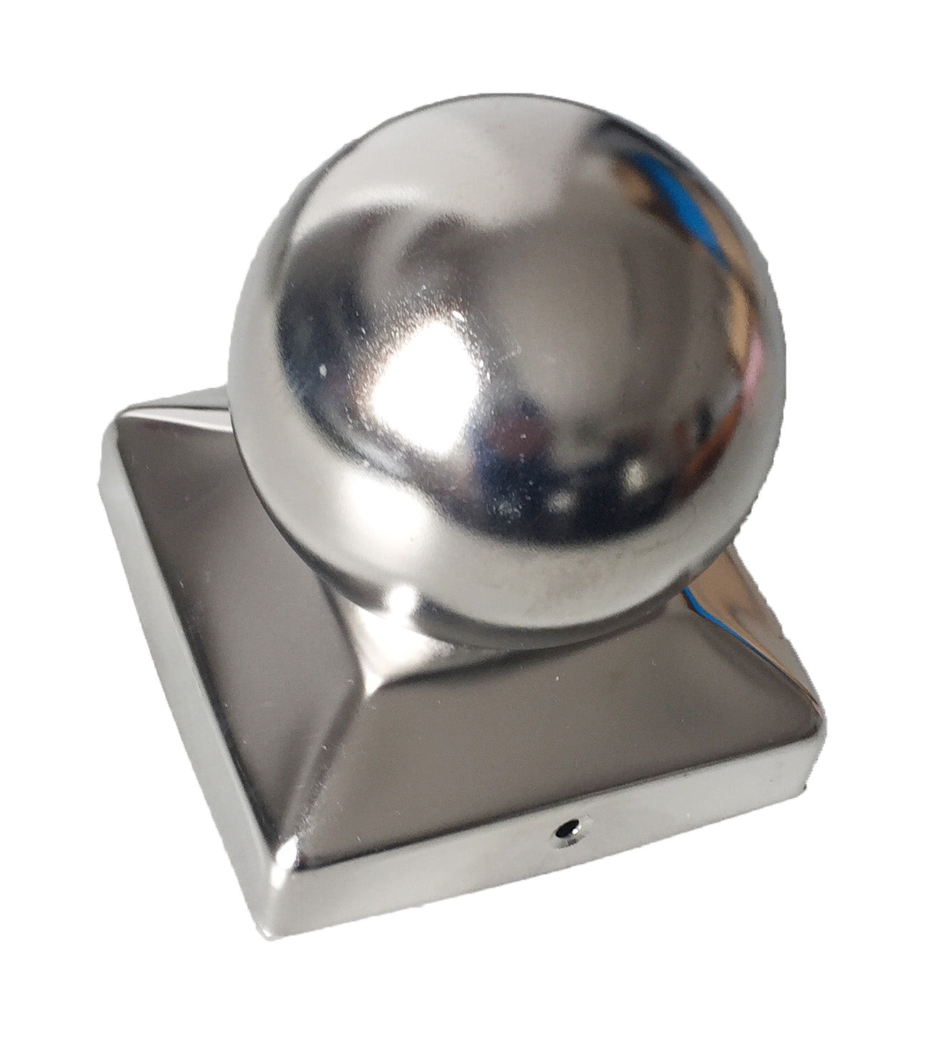 Pfostenkappe Edelstahl quadratisch mit Kugel 2 Stück (71x71mm)